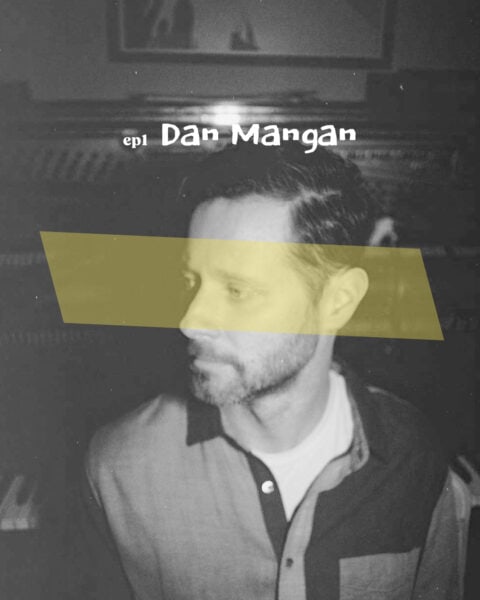 Almost Famous Enough music podcast ep1 Dan Mangan off-brand social post art